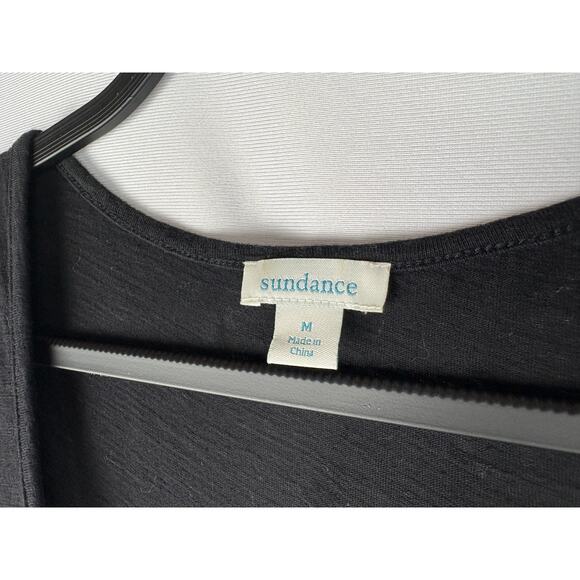 Sundance Sleeveless Dress Sz Medium Black Drop Waist Raw Hem Comfy Soft Cotton - Picture 3 of 5